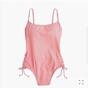 J.Crew seersucker coral / white striped one piece